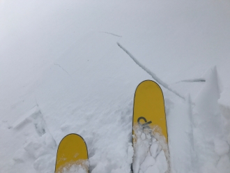 Cracking of a wind slab in Beehive Basin